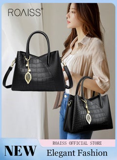 اشتري Leather Women Shoulder Bag Women's Handbag Elegant Patent Leather Bag Waterproof Handbag Shoulder Bag Fashion Crocodile Pattern Women Large Capacity Bag في الامارات