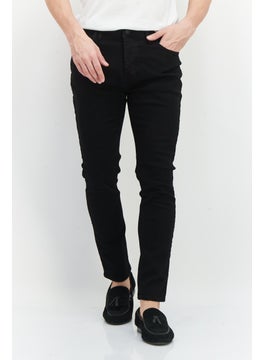 Buy Men Skinny Fit Plain Stretchable Jeans, Black in Saudi Arabia