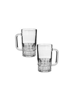 Buy 2-Piece Glass Drinking Mug Set 340ml in UAE