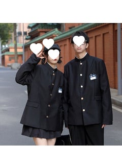 اشتري DK Uniform suit Couple Japanese Collar Zhongshan Suit Mens Casual Small Suit Hot-blooded College Uniform Double-breasted SuitBlack (high quality with shoulder pads) Black (high quality with shoulder pads) في الامارات