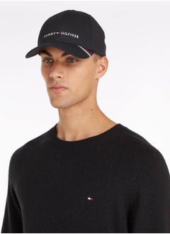 Buy Men's Logo Embroidery Six-Panel Baseball Cap -  Pure organic cotton, Black in Saudi Arabia