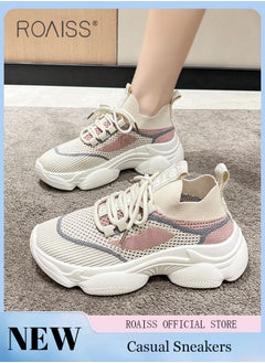 Buy Women's Thick Sole Sneakers Women's Mesh Dad Shoes Women's Thick Sole Hollow Casual Shoes in UAE