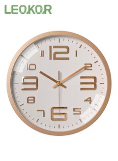 Buy 12 Inch Wall Clock Silent Non-Ticking Round Wall Clocks Battery Operated Decorative Wall Clock Gold/White in Saudi Arabia