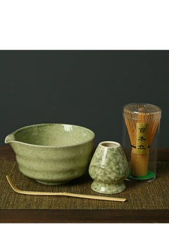 Buy 4-piece Japanese Matcha Set, Ceramic Matcha Bowl+Whisk Holder+Bamboo Whisk+Spoon, Perfect Handmade Matcha Kit to Prepare Traditional Matcha Tea, 100% Natural Matcha Gift Kit Japanese Matcha Bowl Matcha Song Dynasty Tea Making Tools Ceramic Tea Bowl Tea Cup Stirrer Matcha Brush Tea Whisk Set in UAE