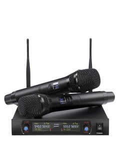 Buy Wireless Microphone，Metal Professional Dual Channel Handheld Dynamic Mic System, for Karaoke, Party, DJ, Wedding, Meeting, Home KTV Set, Outdoor Events in UAE