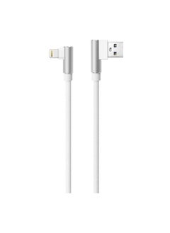 Buy Nylon Braided Double 90 Degrees Angled Heads Micro USB Cable For Apple/ IOS And More Digital Devices 1m White in UAE