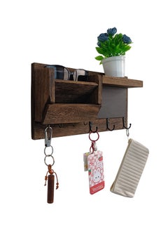 Buy Key Holder for Wall, Mail Organizer Wall Mounted with Shelf Wood Mail Sorter Key Rack Hanger with 7 Hooks and Chalkboard for Letter Coat Sunglasses Entryway Doorway in Saudi Arabia