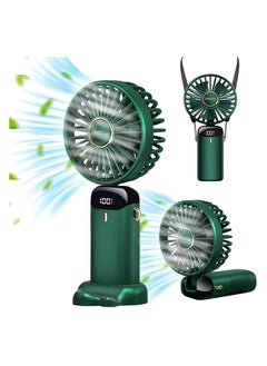 Buy Mini Handheld Fan, 5 Speeds Portable Personal Fans with LED Screen 90° Adjustable Cooling Fan Removable Base, 5000mAh Quiet USB Fan for Home Office Outdoor Travel, 16-24 Hours Working (Green) in UAE