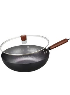 Buy Handmade Iron Hand-forged Iron Pot Uncoated Wrought Iron Non-stick Pot Household Round Cuisine Cast Iron in UAE