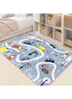 Buy Kids Rug Town Road Play Mat For Toy Car Train Large Soft Cartoon Floor Carpet Non Slip Educational Fun Area Rug Cute Traffic Throw Rug For Living Playroom Bedroom Nursery (39.3X59 Inch) in UAE