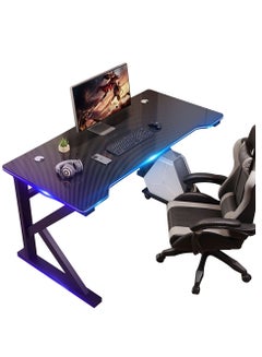 اشتري Ergonomic Gaming Desk 47 Inch,PC Gaming Table, K Shaped Gaming Computer Desk, Carbon Fiber Home Office Gamer Desk Black في الامارات