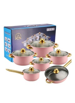 اشتري 12 Pcs Tri-ply Stainless Steel Cookware Set - , Dishwasher Safe, Oven Safe, Ergonomic Handles, and Chrome Finish في الامارات