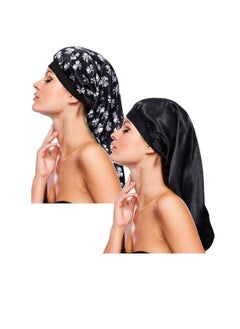 Buy 2pcs Long Satin Sleep Bonnet Extra Large Night Cap for Women in UAE