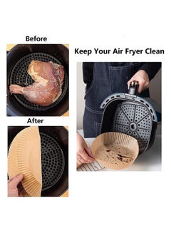 اشتري Air Fryer Liners Natural Parchment Paper Round Disposable Nonstick Oilproof Food Grade Baking Roasting Microwave 50pcs في مصر