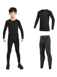 Buy Kids Boys Tracksuit Gym Compression Tight Tights Long Sleeve Jogging Leggings and Shirts Kids Sports Training Set in Saudi Arabia