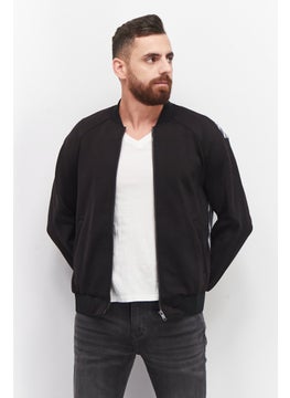 اشتري Men Solid Full Zip Bomber Jacket, Black في الامارات