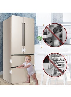 اشتري Refrigerator Lock for Kids, 2 Pcs Fridge Door Locks Child Lock Safety for Refrigerator Freezer Door Strong Adhesive No Keys Needed for Fridge and Cabinets Door for Toddler في الامارات