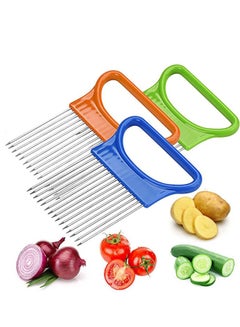 Buy Kitchen Cutting Tools Slicer Tomato Onion Vegetables Slicer Cutting Aid Holder Guide Slicing Cutter Safe Fork Kitchen Gadget Accessories in Saudi Arabia