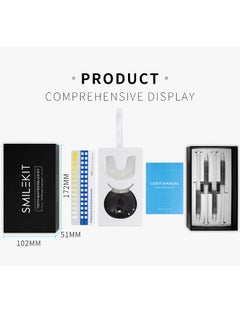 Buy Teeth Whitening Kit, Teeth Whitening Gel with LED Accelerator Light and Tray Teeth Whitener Helps to Remove Stains from Coffee, Smoking, Wines, Soda, Food in UAE