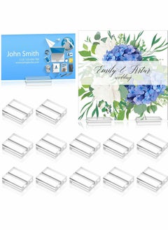 Buy Acrylic Stand, Card Holder Desk Number, Holds 1.2 Inch Card Holder Clear Card Display Holder for Dining Table Shop Office Wedding Photo Painting Business Card Holder (12 Pieces) in UAE