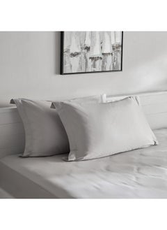 Buy Opulent Luxe 2-Piece Solid Cotton Pillowcase Set 75 x 5 x 50 cm in Saudi Arabia