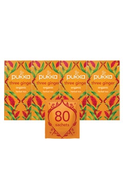 اشتري Three Ginger Organic Herbal Tea 20 Envelopes Pack of 4 في الامارات