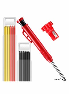 اشتري Mechanical Carpenter Pencils 1 Pcs Carpenter Pencil + 12 Refill Leads Built-In Sharpener Marker Marking Tool for Carpenter Scriber Construction Woodworking Tools (1 Set) في الامارات