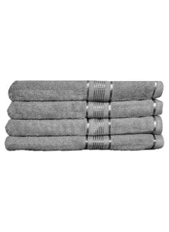 Buy 100% Cotton Ultra Soft Bath Towel Set of 4 - Super Absorbent, Antibacterial Treatment, 430 GSM Terry, Large 70x140 CM in UAE