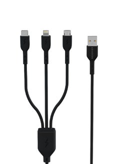 Buy 3-In-1 Power Line Data Cable 3ft Black in UAE