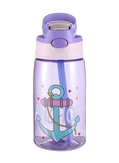 اشتري Kids Water Bottle with Silicone Straw and Handle, Easy Use for Girls and Boys, BPA-free Water Bottle for Kids 480 ML- Purple في الامارات