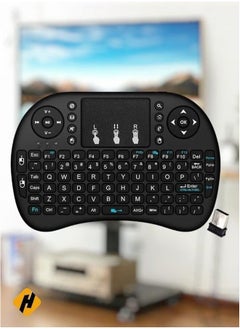 Buy Wireless Keyboard And Mouse I8 Mini Keyboard With Touchpad Qwerty Keyboard Portable Wireless Keyboard-Black Upgraded in Saudi Arabia