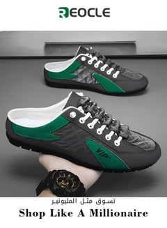 Buy Spring New Men's Shoes Trendy Casual All-match Lazy Shoes One-leg Half Slippers Sneakers Beanie Shoes for Men Green in Saudi Arabia