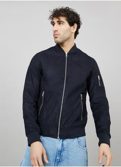 Buy Long Sleeves Zip Closure Cuffed Bomber Jacket in Saudi Arabia