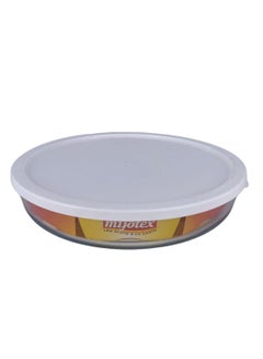 Buy Round Glass Food Container Clear/White 3.2 L in Saudi Arabia