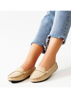 Buy High Quality Leather Flat Ballerina-BEIGE in Egypt