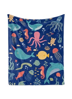 Buy Ocean Blanket for Kids, Soft Plush Ocean Animal Flannel Fleece Blankets Gifts for Boys, Cozy Fuzzy Cute Under The Sea Throw Blanket with Shark Whale Print for Bed Sofa Couch, 40"*50" in UAE