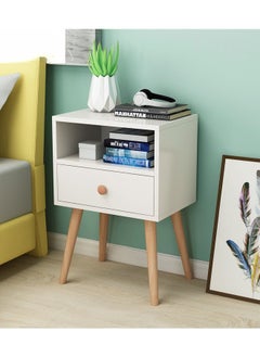 Buy Nordic style bedside table, bedroom, small bedside storage cabinet, light luxury, high-end feeling, bedside cabinet, solid wood legs 40 * 30 * 57 in Saudi Arabia