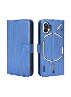 اشتري Nothing Phone 1 Case Cover with Classic Design Leather Wallet Flip Case with Card Slot Kickstand Shockproof Protective Protection Anti Oil And Anti- Fall With Clip Rope Blue في السعودية