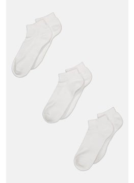 اشتري Men 3 Pairs Plain Crew Socks, White في الامارات