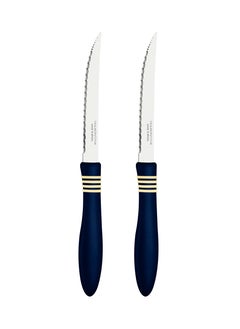 Buy Cor&Cor 2 Pieces Steak Knife Set with Stainless Steel Blade and Dark Blue Polypropylene Handle in UAE