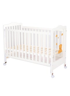 Buy Wooden baby cot with side lighting and storage space 120×60 cm in Saudi Arabia