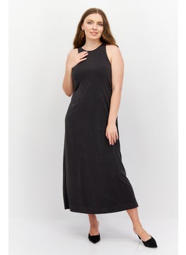 Buy Women Solid Midi Dress, Charcoal in Saudi Arabia