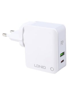 Buy LDNIO A4403C Travel Fast Charger With Cable From Type C To Lightning And USB/Type C Ports - White in Egypt