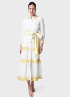 اشتري Contrast Embroidered Tier Dress في الامارات