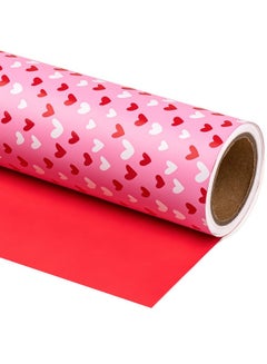 Buy Reversible Wrapping Paper 17 Inch X 33 Feet Pink And Red Heart Design Perfect For Birthday Valentine'S Day Holiday Wedding Baby Shower in UAE