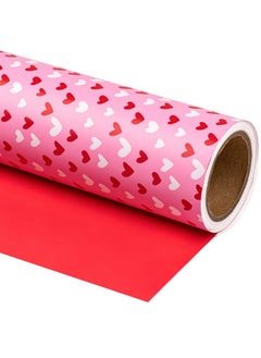 Buy Reversible Wrapping Paper 17 Inch X 33 Feet Pink And Red Heart Design Perfect For Birthday Valentine'S Day Holiday Wedding Baby Shower in UAE