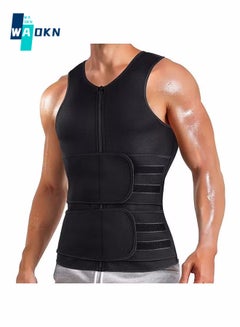 Buy Men Body Shaper Waist Trainer Belt Your Belly Sweat Vest Slimming Underwear Weight Loss Shirt Fat Burner Workout Tank Tops in UAE