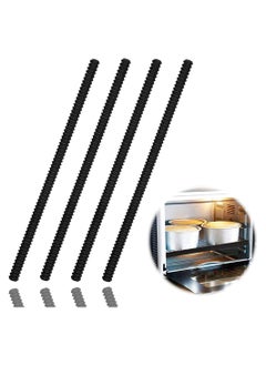 اشتري Oven Rack Shields, 4 Pack Heat Resistant Silicone Oven Rack Cover 14 Inches Long Oven Rack Edge Protector, Protect Against Burns and Scars Protector Hot Strip (Black) في الامارات