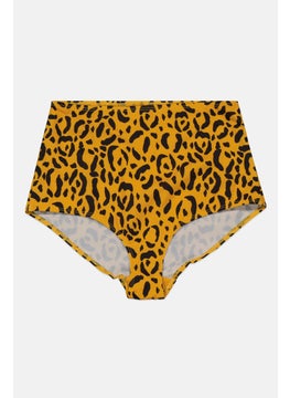 Buy Women Animal Print Bikini Bottom, Black/Yellow in UAE