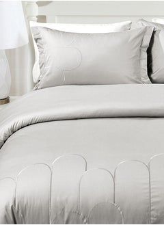 اشتري 3-Piece Manchester Duvet Cover Set, Light Grey - 230x220 cm في الامارات